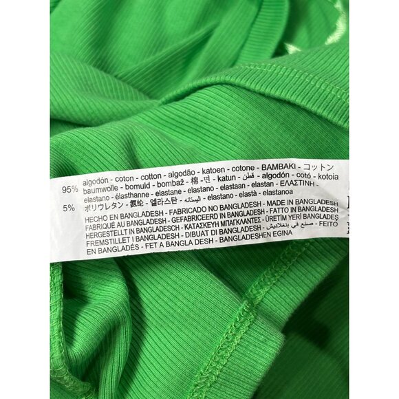 Neon Green Ribbed Polo Crop Top Short Sleeve Zara Size M - Picture 6 of 11